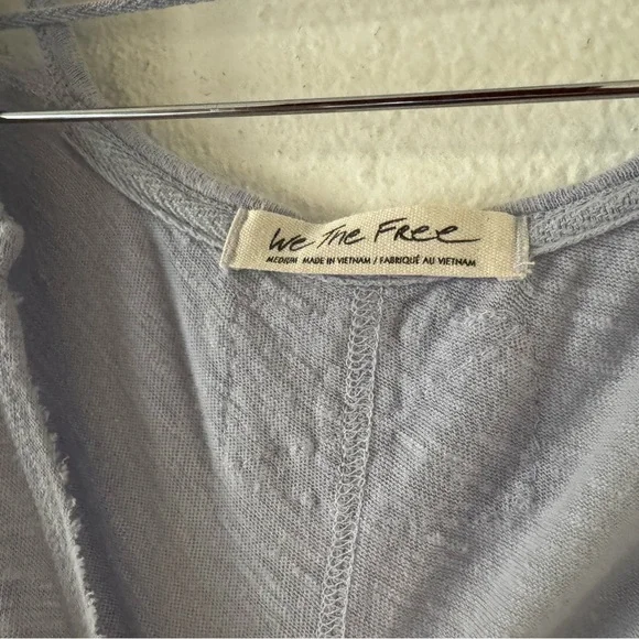 Free People Oversized Over U Tee NEW Medium Blue Moon Linen Blend Grunge Cropped - Picture 8 of 12